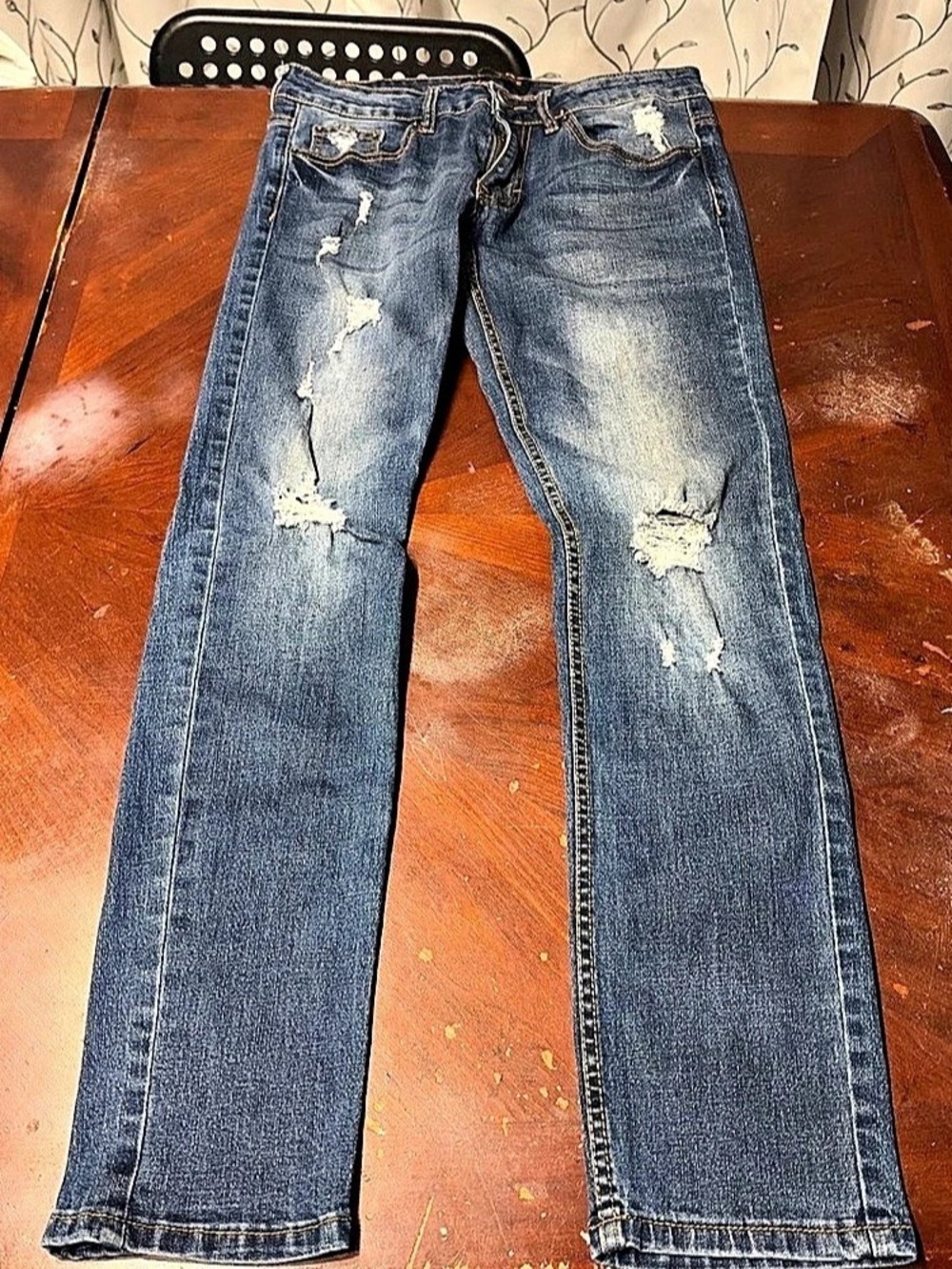 Ring of Fire Slim Men's Distressed Blue Jeans Waist 30